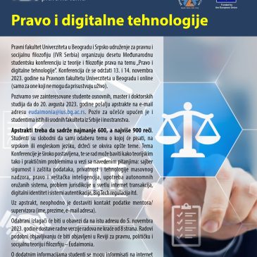 Poziv za 10. međunarodnu studentsku konferenciju ,,Pravo i digitalne tehnologije”